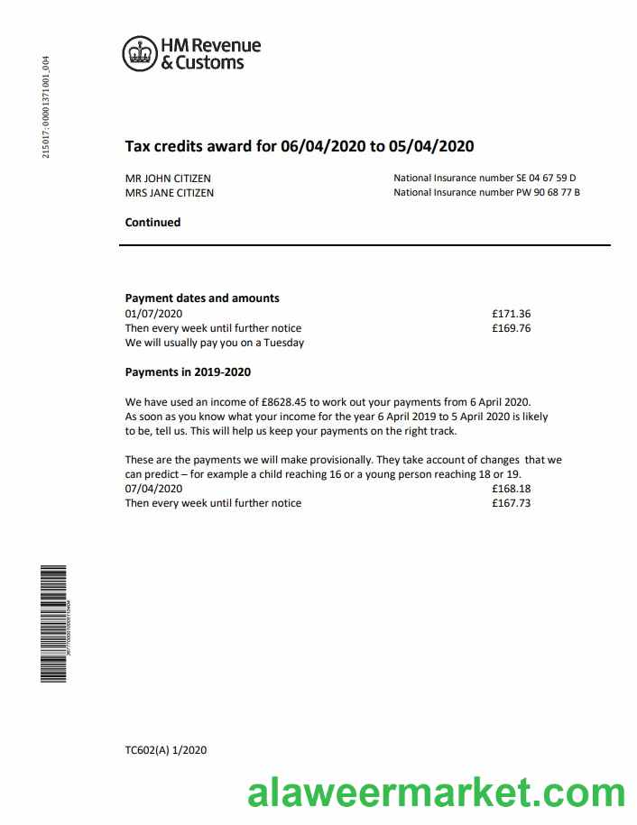 United Kingdom HM Revenue & Customs bank statement easy to fill template in Word and PDF format
